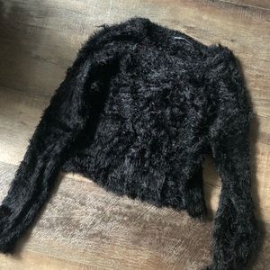 Fuzzy Brandy Melville cropped black sweater